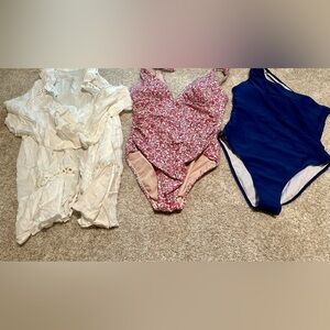 Coverup (one size) and swimsuits (both large)
